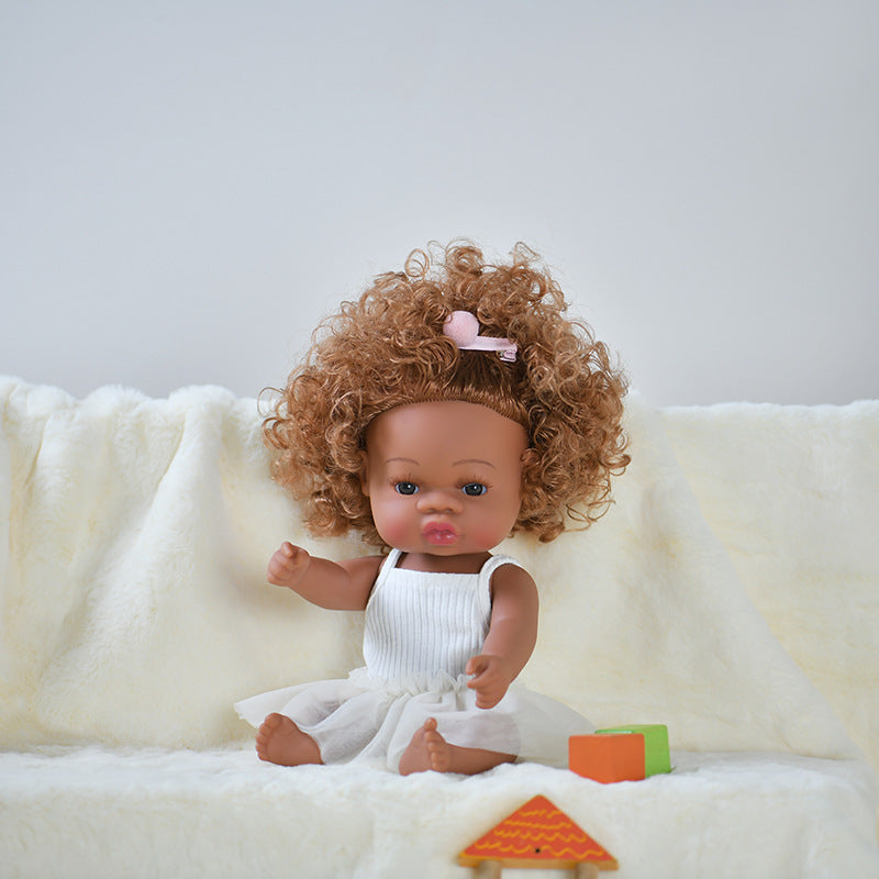 Black rebirth doll soft rubber simulation baby African dolly